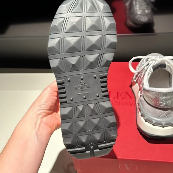 BRAND NEW never worn silver Valentino lace sneakers, size 6 1/2! - Picture 5 of 7